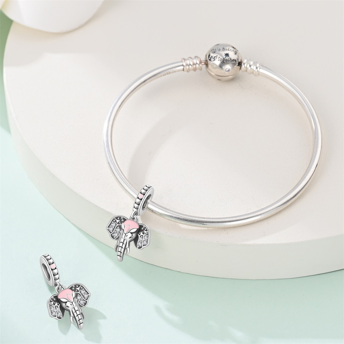 Silver-Plated Exotic Elephant Head Pendant for Bracelets